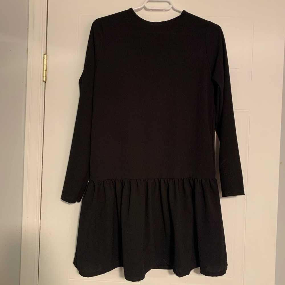 Black long sleeve ruffle dress